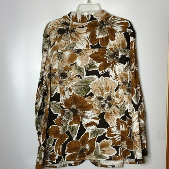 Liz & Me Long Sleeve Brown & White Floral Jacket 2X (22/24) PLUS SIZE - Picture 8 of 8